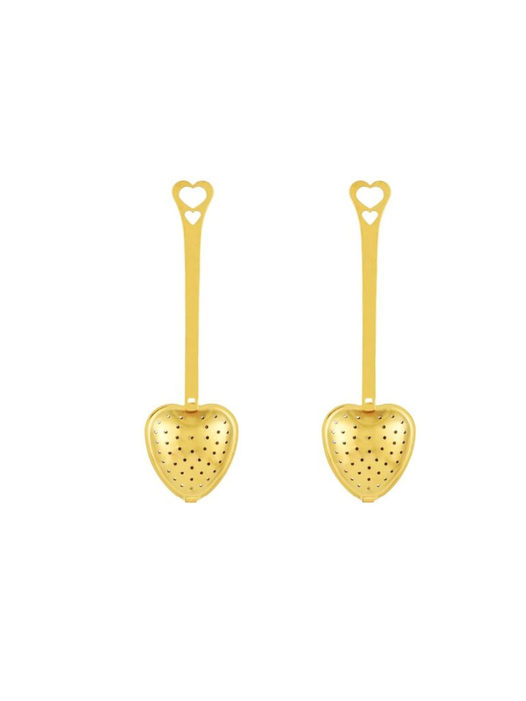 NATURALLY YOURS Heart Shaped Golden Tea Infuser with Handle