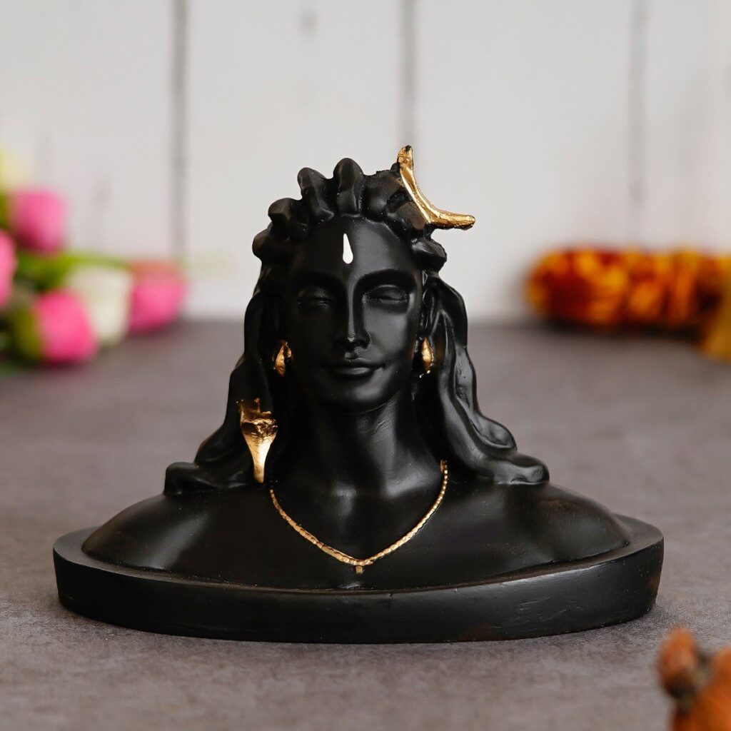 eCraftIndia Black Adiyogi Lord Shiva Handcrafted Polyresin Figurine (M)