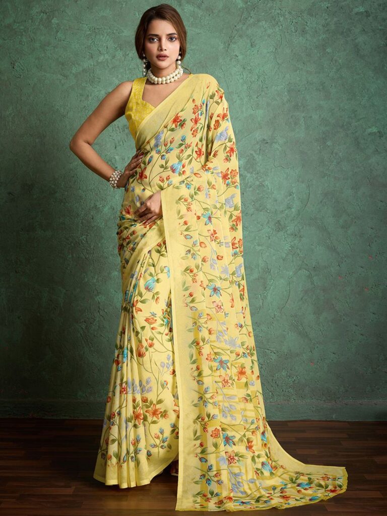 Floral Saree with Blouse Piece