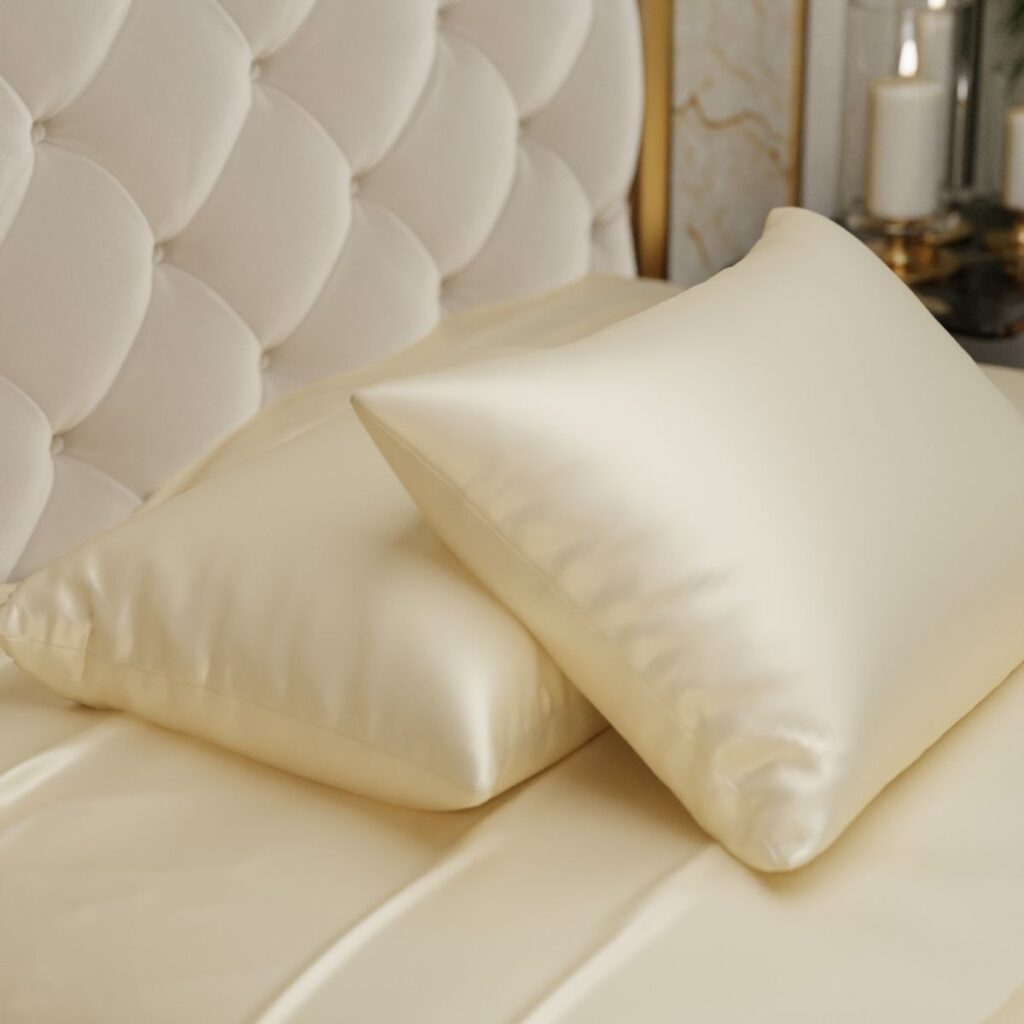 Stoa Paris Ivory Ultra Satin Pillow Covers (Set Of 2)