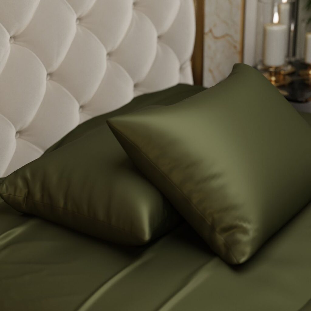 Stoa Paris Olive Ultra Satin Pillow Covers (Set Of 2)