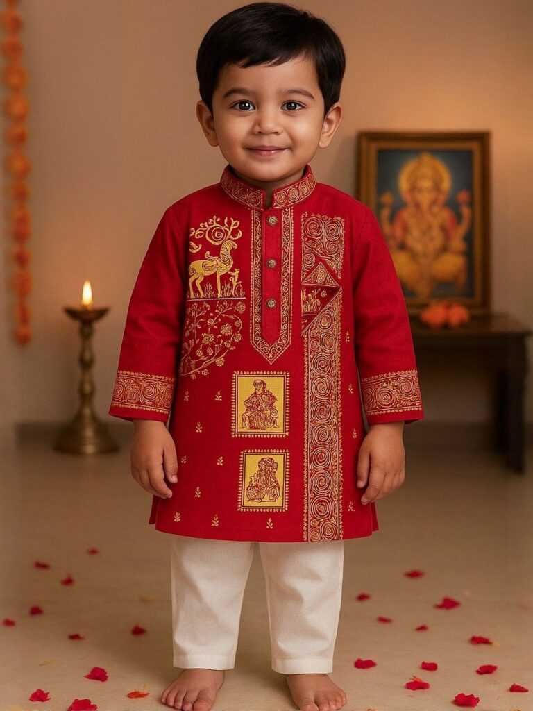 Boys Printed Kurta Set 1-2Y