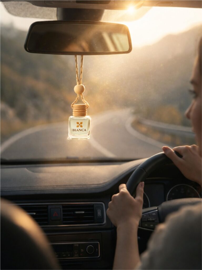 BIANCA Beige Hanging Car Fragrance with Natural Oils