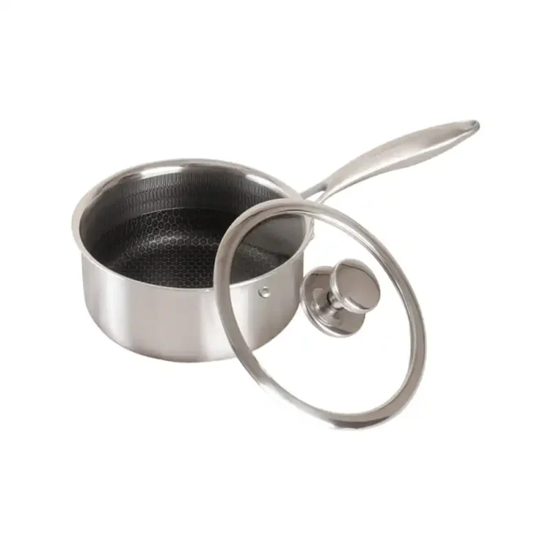 homeessentials honeycomb sauce pan with transparent lid (stainless steel)